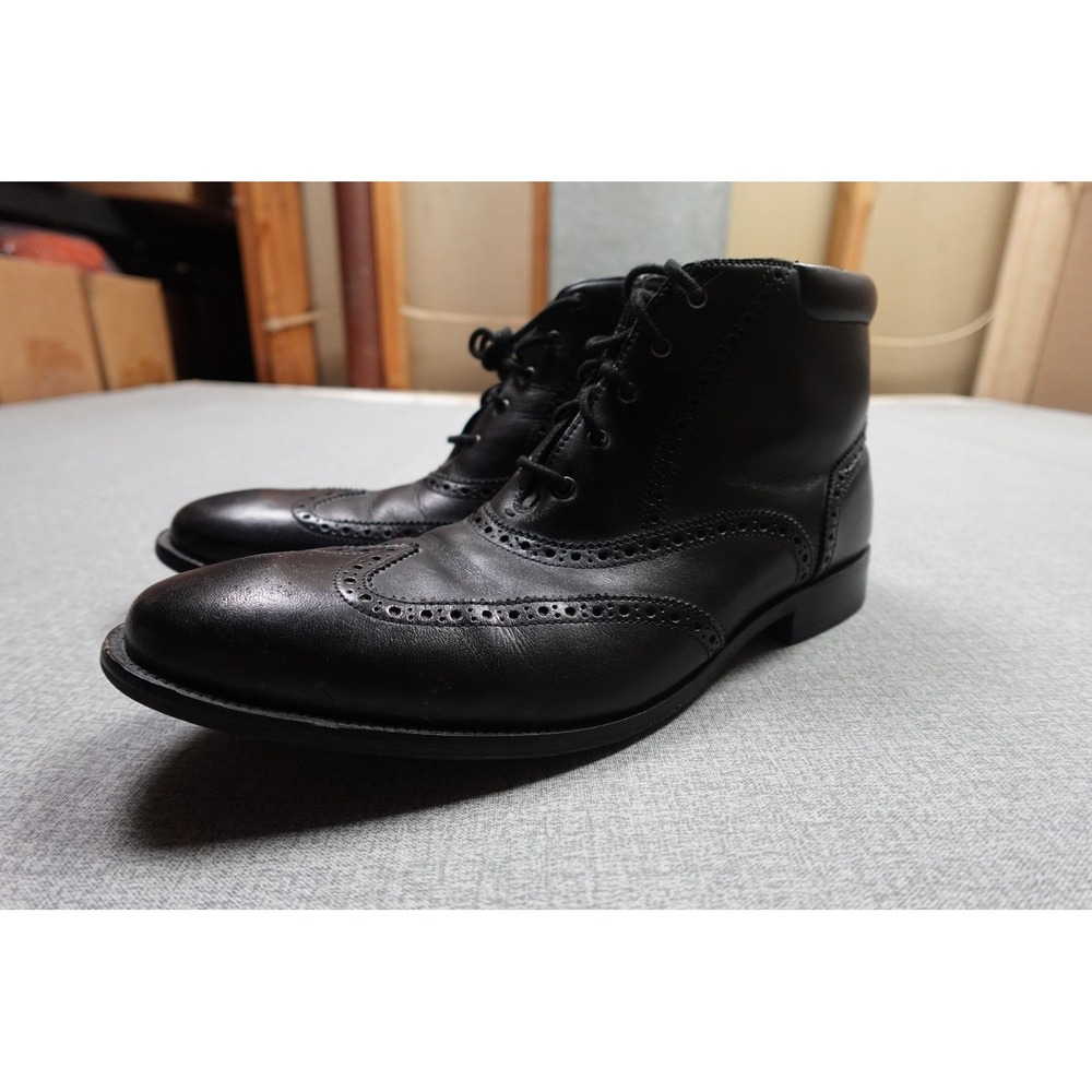 Cole Haan Chukka Boot Mens Size 12 Black Leather Wingtip Lace Up Ankle Dress